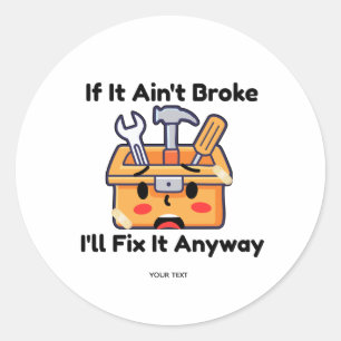 Grappige Klusjesman Gereedschapskist Vader Grap Pe Ronde Sticker