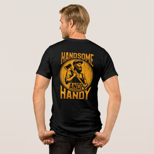 Grappige knappe en handige heren Tri-Blend shirt (Achterkant volledig)
