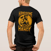 Grappige knappe en handige heren Tri-Blend shirt (Achterkant)