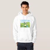 Grappige Knipogende Kikker op Waterlelie Vijver Hoodie (Voorkant volledig)