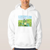Grappige Knipogende Kikker op Waterlelie Vijver Hoodie (Voorkant)