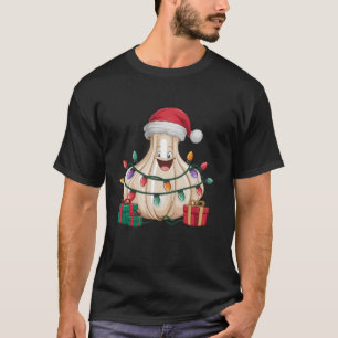 Grappige Knoflook Lover Xmas Verlichting Santa Hat T-shirt