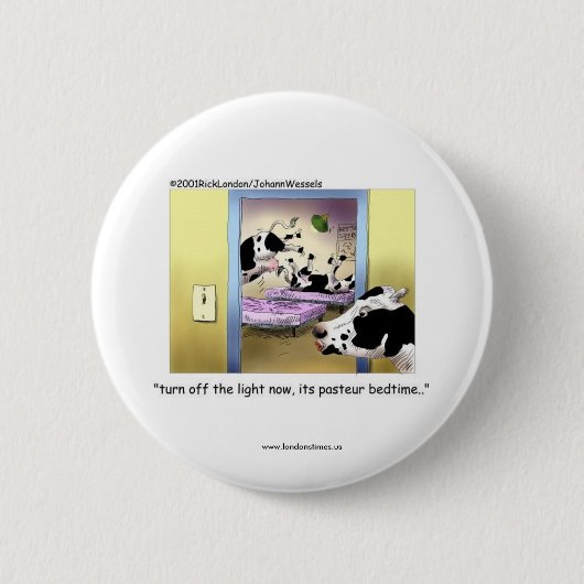 Grappige Knoppen: Koeien: Pasteur Bedtijd Ronde Button 5,7 Cm (Voorkant)
