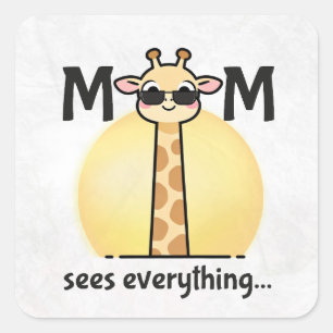 Grappige Knuffel Giraffe Moeder Sticker