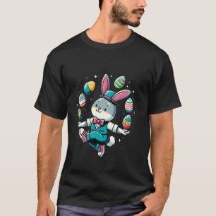 Grappige knuffel Pasen konijn jongleren kleurrijke T-shirt