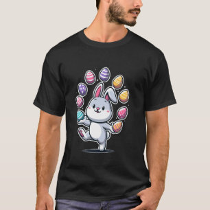Grappige knuffel Pasen Konijn Jongleren Kleurrijke T-shirt