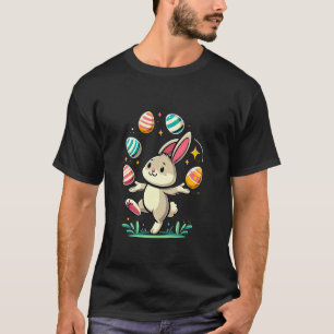 Grappige knuffel Pasen Konijn Jongleren Kleurrijke T-shirt