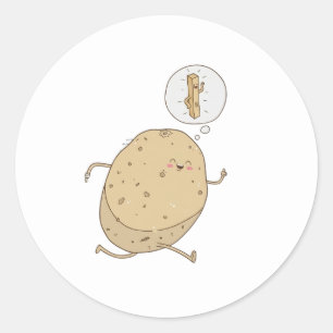 Grappige Knuffel Rennende Aardappel door somoh Ronde Sticker