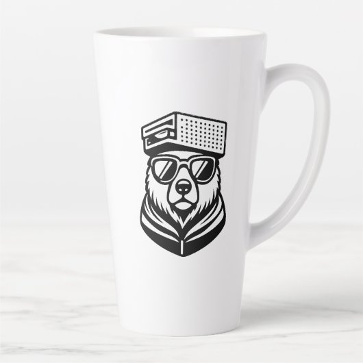 Grappige Knuffelbeer Met Een Kaasrasp Hoed Latte Mok (Rechts)