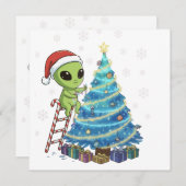 Grappige knuffelige alien kerstman die de ruimte k feestdagenkaart (Voorkant / Achterkant)