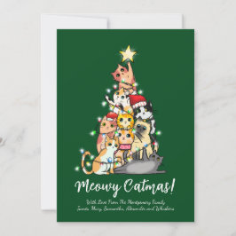 Grappige Knuffelige Meowy Kerstmis Katten Kerstboo Feestdagenkaart