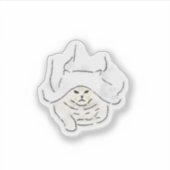 Grappige Knuffelkat met Handdoek Handgetekende Kun Sticker (Voorkant)