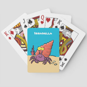 Grappige knuffige paarse cartoon heremietkreeft pokerkaarten