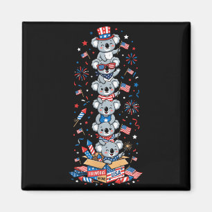 Grappige Koala Amerikaanse Vlag Onafhankelijkheids Magneet