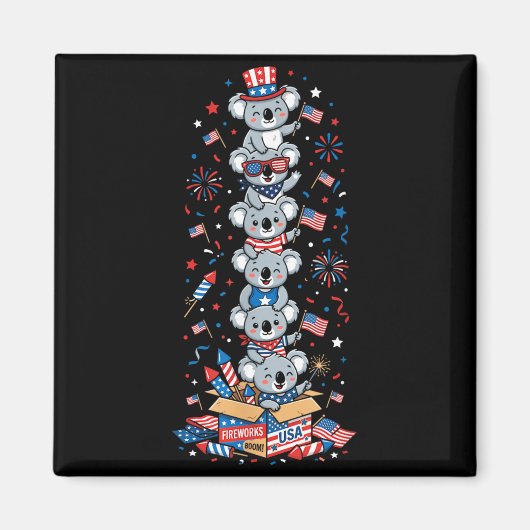 Grappige Koala Amerikaanse Vlag Onafhankelijkheids Magneet (Voorkant)