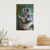 Grappige Koala-badkamerprint, Krant lezen Poster (Keuken)