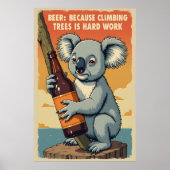 Grappige Koala Beer Art - Het beklimmen van bomen  Poster (Voorkant)