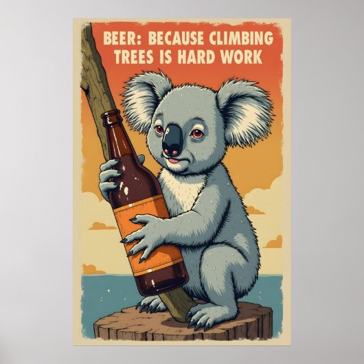 Grappige Koala Beer Art - Het beklimmen van bomen  Poster (Voorkant)