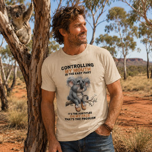 Grappige Koala die zijn Mond onder Controle Houdt T-shirt