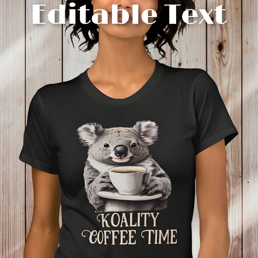 Grappige Koala Drink koffie bewerkbare tekst T-shirt