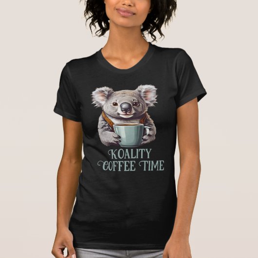 Grappige Koala Drink koffie bewerkbare tekst T-shirt (Voorkant)