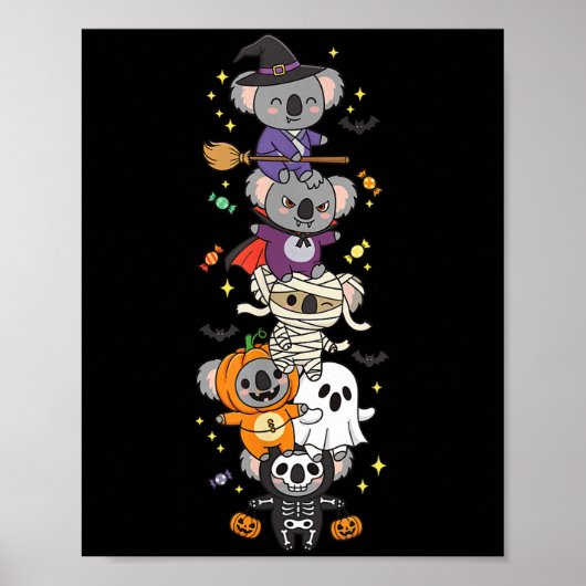 Grappige Koala Heks Vampier Geest Halloween Kinder Poster (Voorkant)