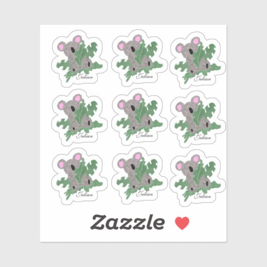 Grappige Koala met Monstera Planten Sticker (Vel)