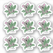 Grappige Koala met Monstera Planten Sticker (Voorkant)