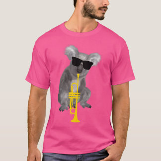 Grappige Koala met zonnebril die trompet speelt T-shirt