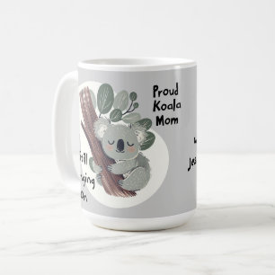 Grappige Koala moeder "nog steeds klampt zich vast Koffiemok
