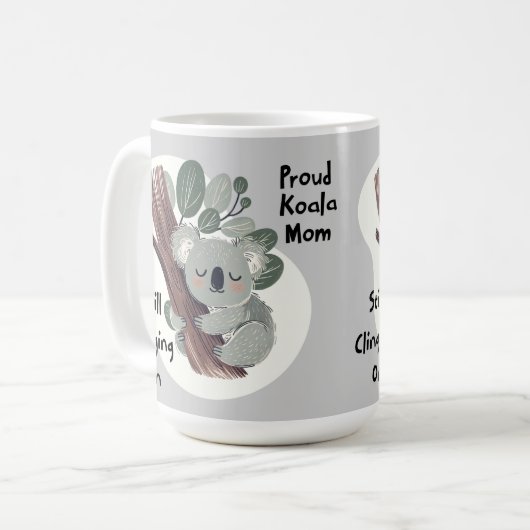 Grappige Koala moeder "nog steeds klampt zich vast Koffiemok (Voorkant links)