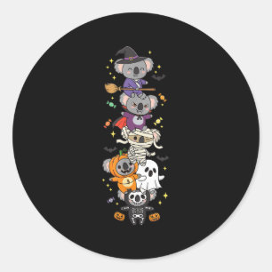 Grappige Koala Witch Vamre Ghost Halloween Kinder  Ronde Sticker
