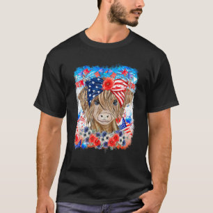 Grappige Koe 4 juli Vlag van de VS Zonnebril Een M T-shirt