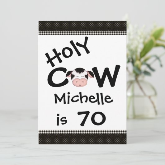 Grappige Koe 70ste verjaardag Kaart (Staand voorkant)