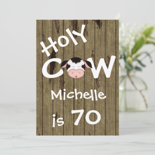 Grappige Koe 70ste verjaardag Kaart (Staand voorkant)