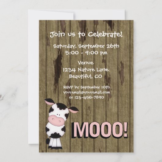 Grappige Koe 70ste verjaardag Kaart (Achterkant)