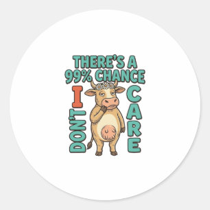 Grappige Koe 99% Kans Dat Het Me Niet Kan Schelen  Ronde Sticker