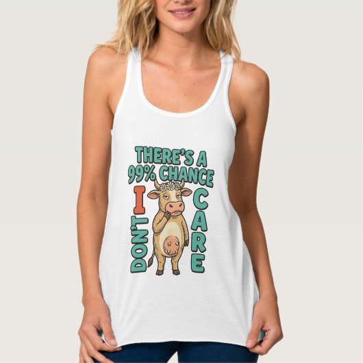 Grappige Koe 99% Kans Dat Het Me Niet Kan Schelen Tanktop (Voorkant)