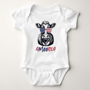 Grappige Koe A-MOO-rica Patriottisch Romper