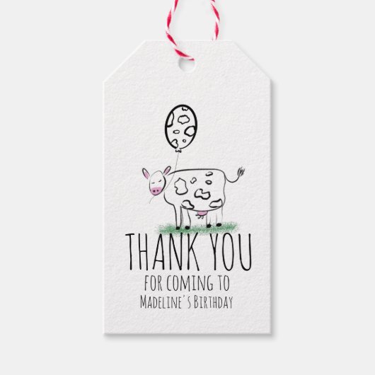 Grappige Koe Boerderij Dier Verjaardagsfeestje Cadeaulabel (Voorkant)