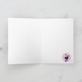 Grappige koe cartoon roze aangepaste verjaardagska kaart (Binnen)