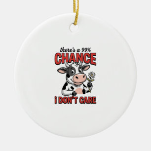 Grappige Koe Chance Dat Me Niet Kan Schelen Vintag Keramisch Ornament