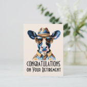 Grappige Koe Cowboy Felicitaties met Pensionering Briefkaart (Staand voorkant)