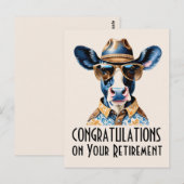 Grappige Koe Cowboy Felicitaties met uw Pensioen Briefkaart (Voorkant / Achterkant)