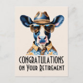 Grappige Koe Cowboy Felicitaties met uw Pensioen Briefkaart (Voorkant)