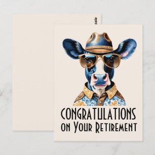 Grappige Koe Cowboy Gefeliciteerd met je pensioen Briefkaart