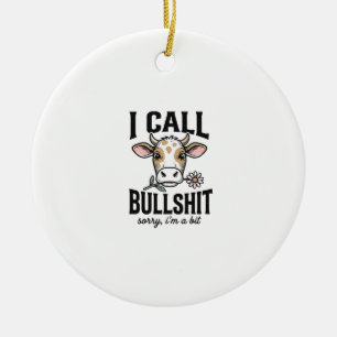 Grappige Koe Die Ik Noem Vintage Shirt Ontwerp_1 Keramisch Ornament