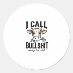 Grappige Koe Die Ik Noem Vintage Shirt Ontwerp_1 Ronde Sticker