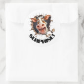 Grappige koe die je gasten verrast ronde sticker (Tas)