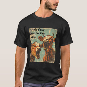 Grappige Koe Drink Je Eigen Melk T-shirt